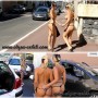 Elisa e Stafina desfilando de topless no meio da rua